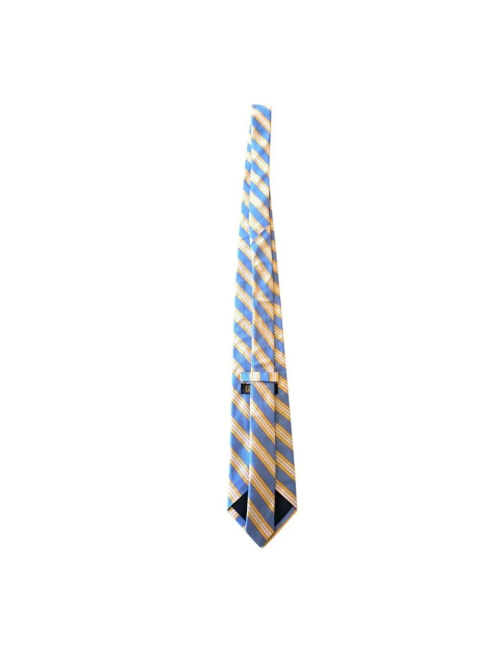 Peter Blair Silk Tie Blue Yellow Stripe Made in USA Preppy Ivy League Trad 3.75”